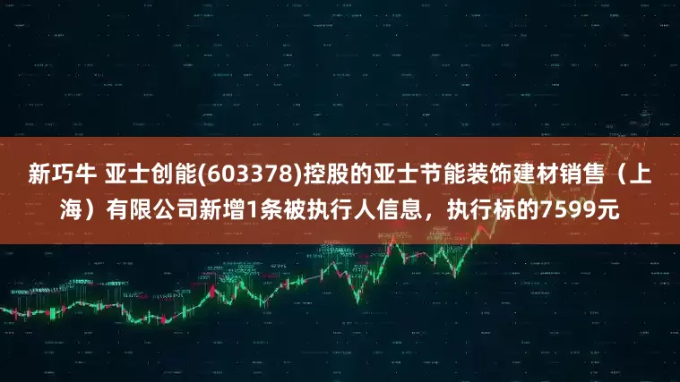 新巧牛 亚士创能(603378)控股的亚士节能装饰建材销售（上海）有限公司新增1条被执行人信息，执行标的7599元
